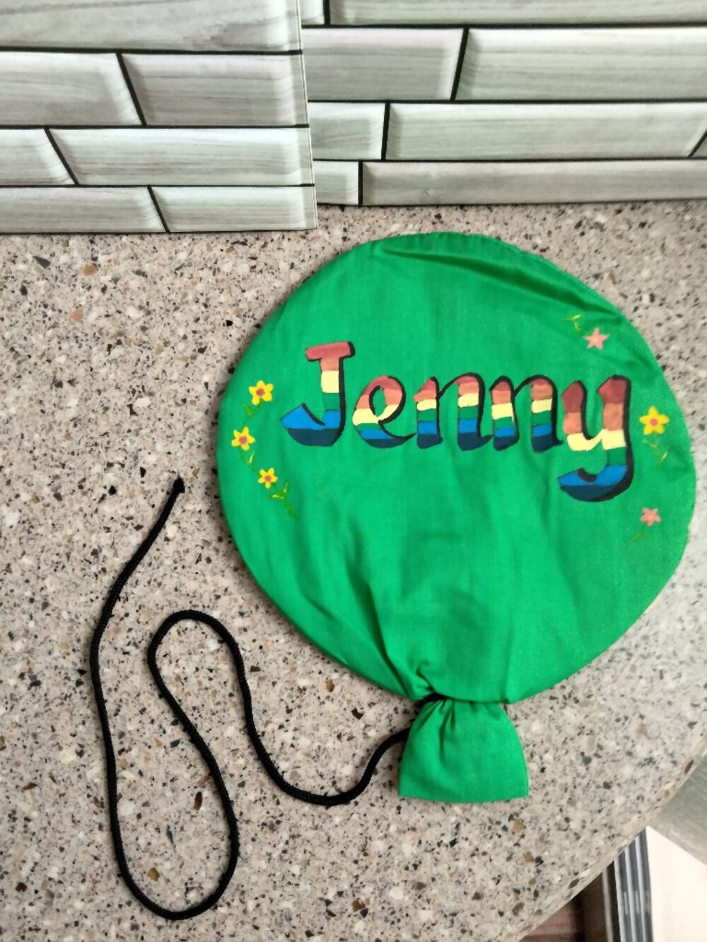 Vintage Green Soft Cloth Balloon "Jenny" Wall Hanging